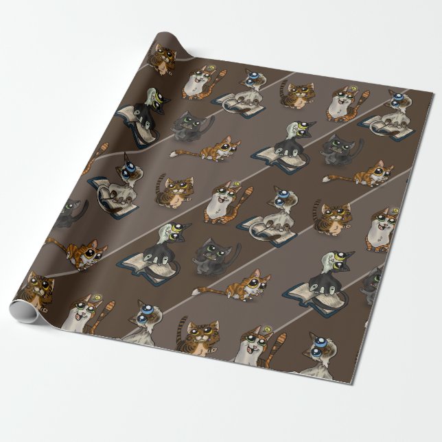 Cadeau Étude utile Chats Enveloppement Papier (Déroulé)
