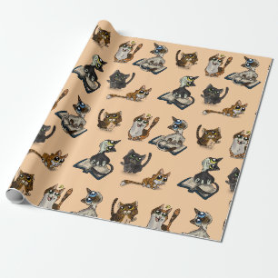 Cadeau Étude utile Chats Papier d'enveloppement jaune