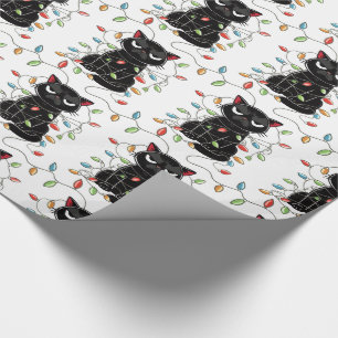 Cadeau Fantaisie Black Cat Feux de Noël Papier à envelopp