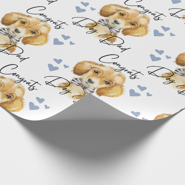 Cadeau Félicitations Chien Papa Envelopper Papier (Coin)