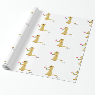 Cadeau Ferret tenant un papier d'enveloppement de fleurs