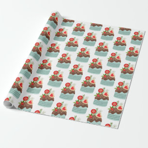 Cadeau Festif vacances cupcake papier d'enveloppement