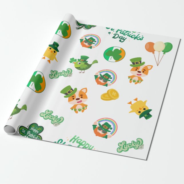 Cadeau Festive St. Patrick’s Day Wrapper Papier (Déroulé)