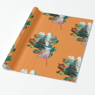 Cadeau Feuilles d'automne Art, Papier d'enveloppement de 
