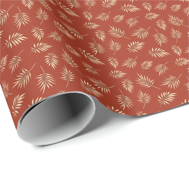 Cadeau Feuilles de chute en or en terre cuite papier d'en (Coin rond)