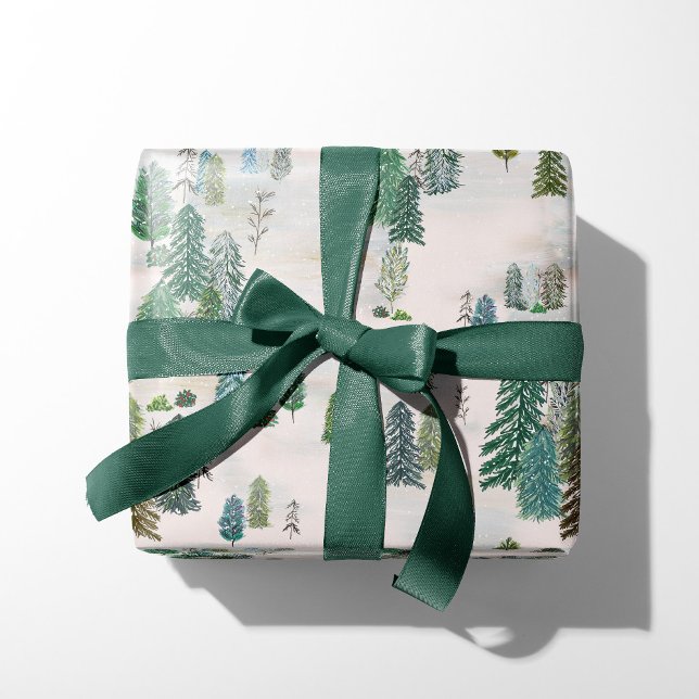 Cadeau Feuilles de papier d'enveloppement de forêt d'hive (Créateur téléchargé)