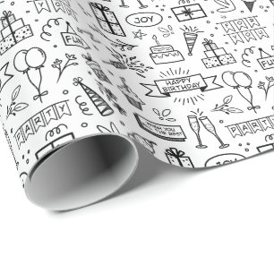 Cadeau Feuilles de papier d'enveloppement Motif monochrom