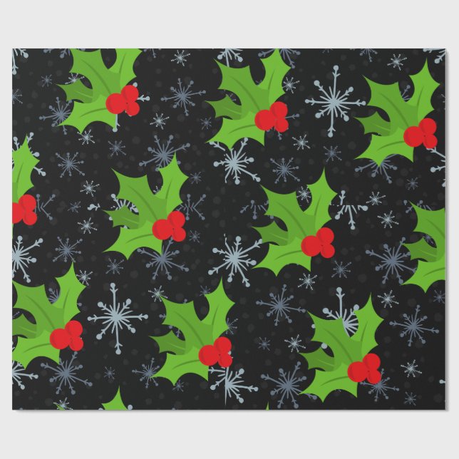 Cadeau Feuilles saints, papier d'enveloppement de flocon  (Plat)