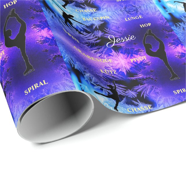 Cadeau Figure Patinage Typographie Papier à envelopper av (Coin rond)