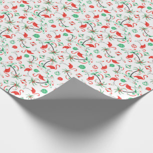 Cadeau Flamant rose de Noël rouge Papier à emballage mult