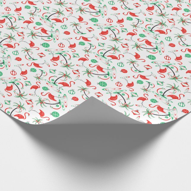 Cadeau Flamant rose de Noël rouge Papier à emballage mult (Coin)