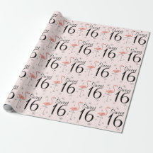 Flamant rose rose 'Sweet 16' papier d'emballage