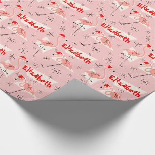 Cadeau Flamant rose Santas Pink Name emballage papier