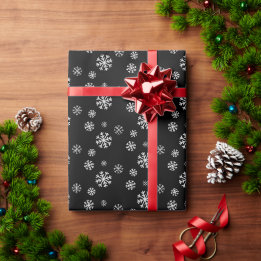 Cadeau Flammes de neige sur papier d'emballage noir