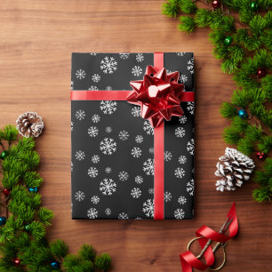 Cadeau Flammes de neige sur papier d'emballage noir