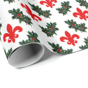 Cadeau Fleur de Lis et papier d'emballage de houx