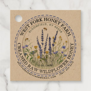 Cadeau Fleur sauvage Miel Abeilles Étiquettes Dashed Bord
