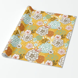 Cadeau Fleurs d'automne et papier d'emballage de feuille