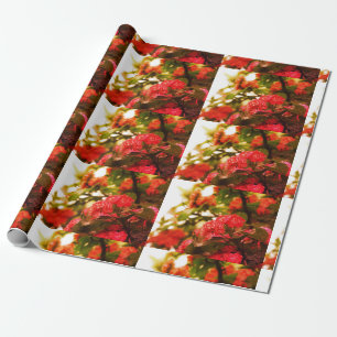 Cadeau Fleurs roses Papier d'enveloppement mat