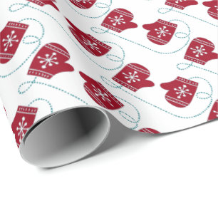 Cadeau Flocon de neige Mittens Noël Papier d'enveloppemen