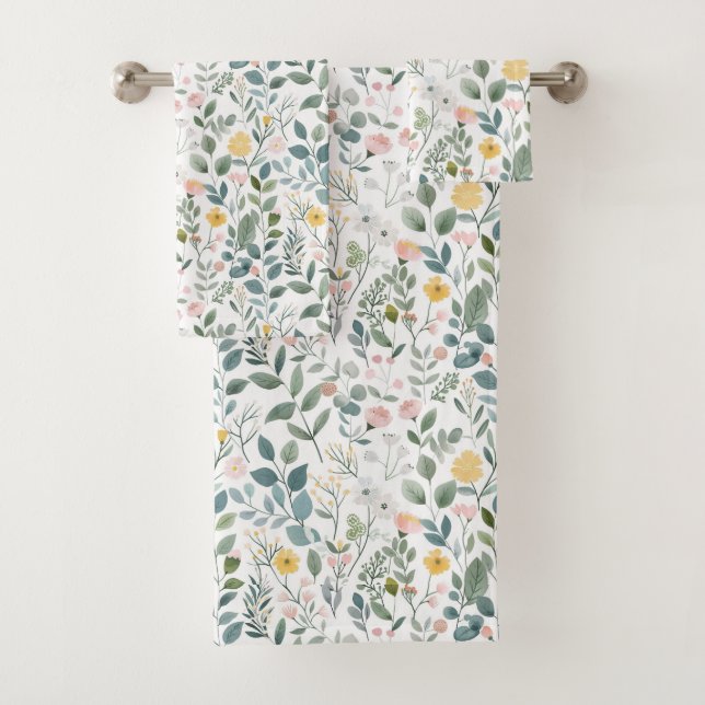 Cadeau Floral Aquarelle Vert Bleu Rose Jaune (En situation)