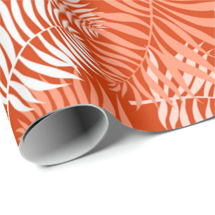 Cadeau Frond de palme blanc sur papier d'enveloppement or