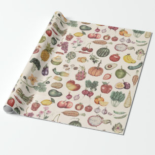 Cadeau Fruits et Légumes papier à envelopper