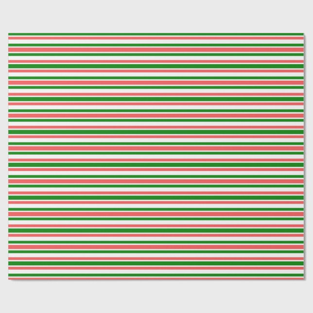 Cadeau Fun Rouge, Blanc, Vert Lignes Motif Papier à envel (Plat)
