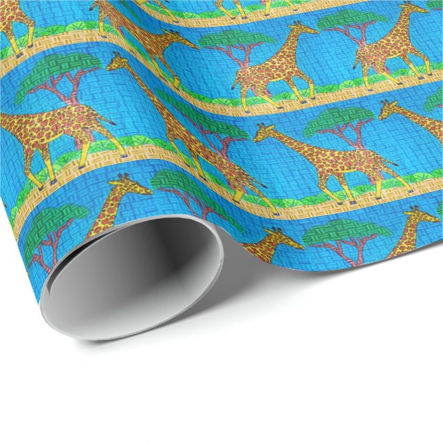 Cadeau Girafe - Papier d'emballage (Coin rond)