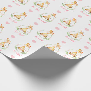 Cadeau Girafe rose de papier d'emballage de bébé c'est