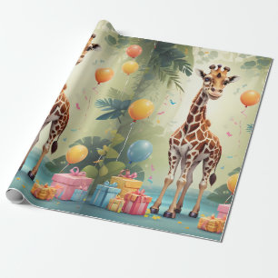 Cadeau Giraffe & Cadeaux dans la jungle   Papier d'enroba