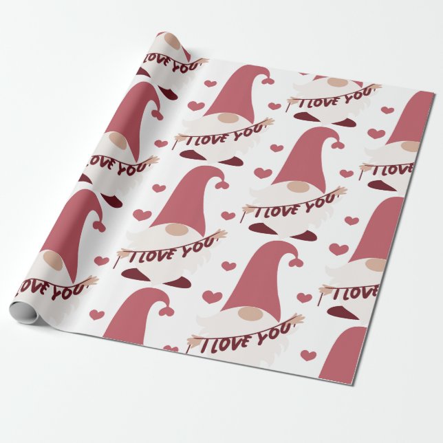 Cadeau Gnome Je t'aime envelopper du papier (Déroulé)