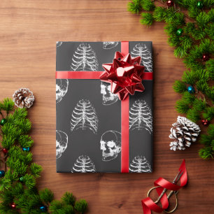 Cadeau Goth Skull squelette noir papier d'emballage 