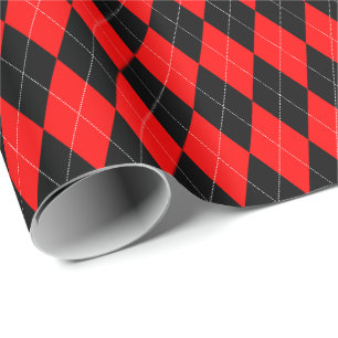 Cadeau Grand papier d'emballage à carreaux rouge et noir