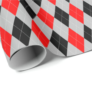 Cadeau Grand papier d'emballage à carreaux rouge, noir et