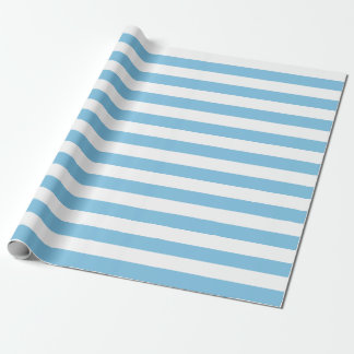 Cadeau Grand papier d'emballage de rayures bleu-clair et