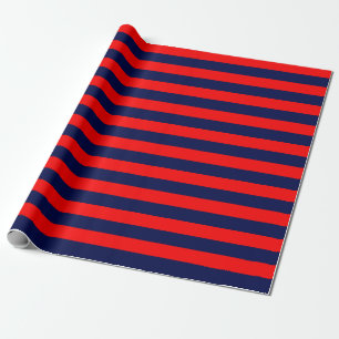 Cadeau Grand papier d'emballage de rayures de bleu marine