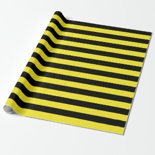 Cadeau Grand papier d'emballage de rayures noires et