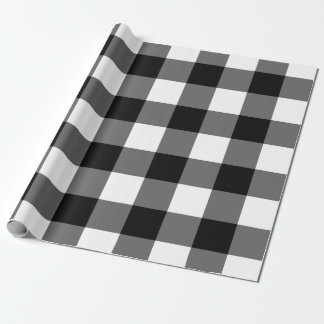 Cadeau Grand papier d'emballage en vichy noir et blanc