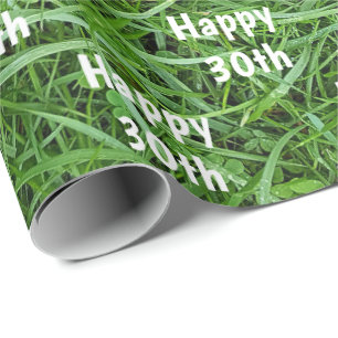 Cadeau Grass vert 30e Anniversaire papier d'enveloppement
