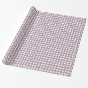 Cadeau Gris avec le papier d'emballage rose et blanc de
