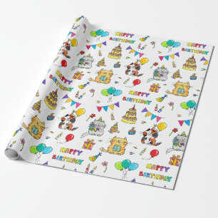 Cadeau Happy Birthday Cats papier d'emballage par Nicole