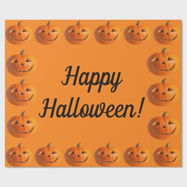 Cadeau Happy Halloween Jack-O-Lanterns Wrapping Papier (Plat)