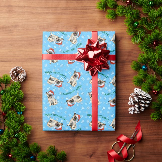 Cadeau Happy Howlidays Norwegian Elkhound Wrapping Papier (Cadeau de vacances)