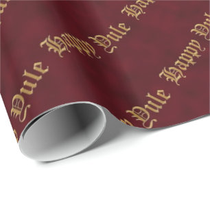 Cadeau Happy Yule Red et Gold Pagan papier d'enveloppemen