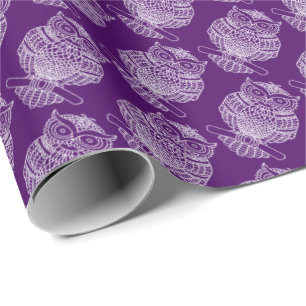 Cadeau Hibou (violet foncé) - Papier d'emballage