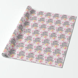 Cadeau Hippo mignonne avec du papier à baguette et à boul