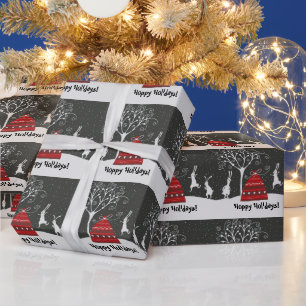 Cadeau Hiver Bunny Hoppy Vacances Enveloppement Papier
