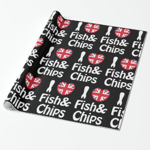 Cadeau I Heart [Love] Poisson & Chips Papier à envelopper