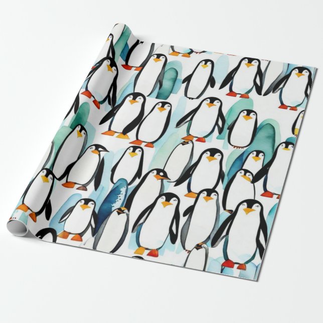 Cadeau Idées cadeaux de pingouins mignons Papier envelopp (Déroulé)